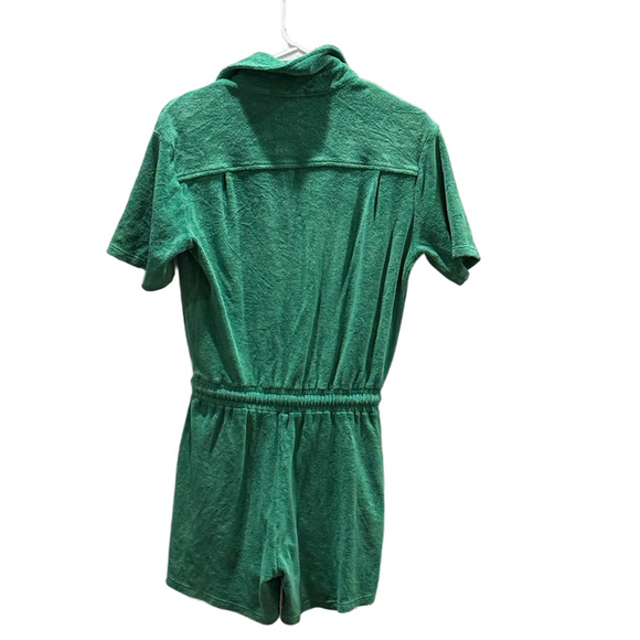 Monrow Terry Cloth Short Romper In Green | Size XS (Oversized) - Picture 3 of 4